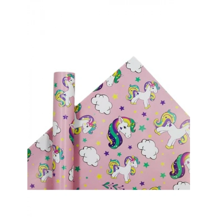 Çocuklar için Eğlenceli Temalı Hediye Paketleme Kağıdı, 70x100 cm, 2li Set