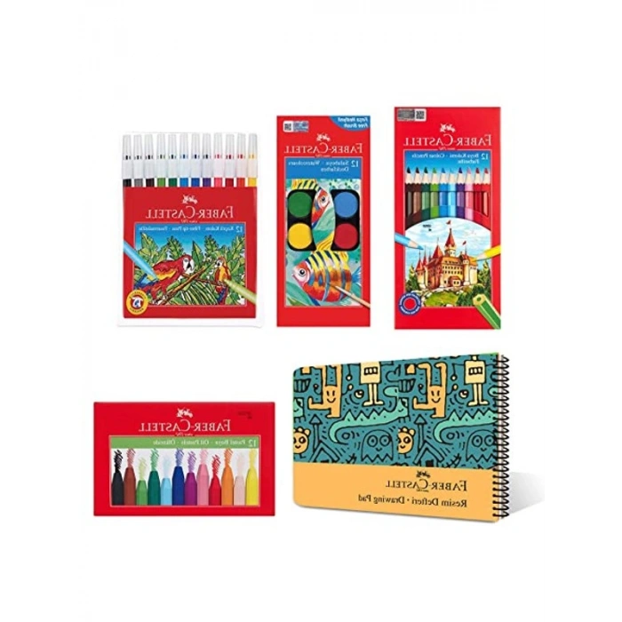 Çocuklar için Yaratıcı Boyama Seti - 12 Renk ve Defter
