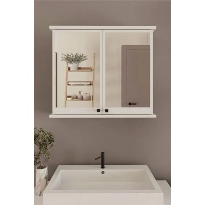 Çok Amaçlı 2 Kapaklı Beyaz Banyo Dolabı