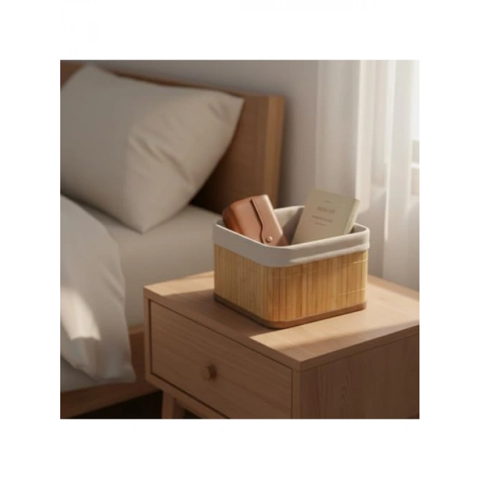 Çok Amaçlı Bambu Saklama Kutusu, 20x20x13 cm