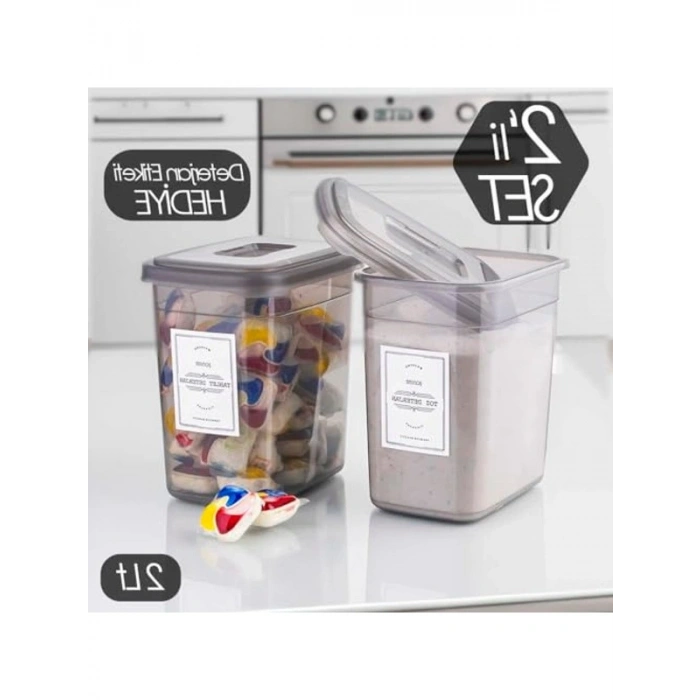 Çok Amaçlı Deterjan Saklama Kabı Seti, 2li, 2lt Kapasite