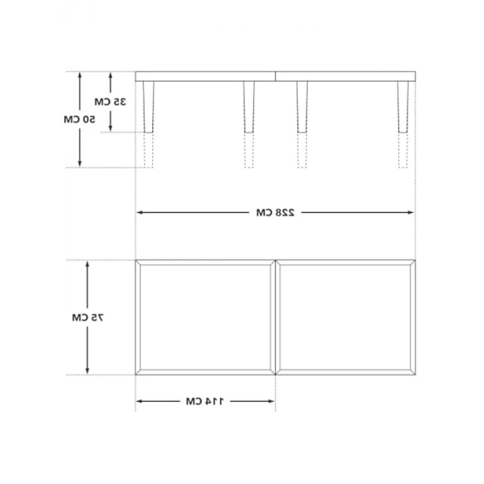 Çok Amaçlı Katlanır Ahşap Masa - 75x228 cm