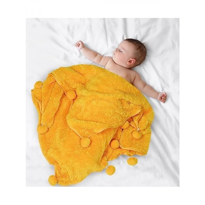 Çok Amaçlı Peluş Battaniye, Polar, Çift Kişilik/Tek Kişilik, Sarı