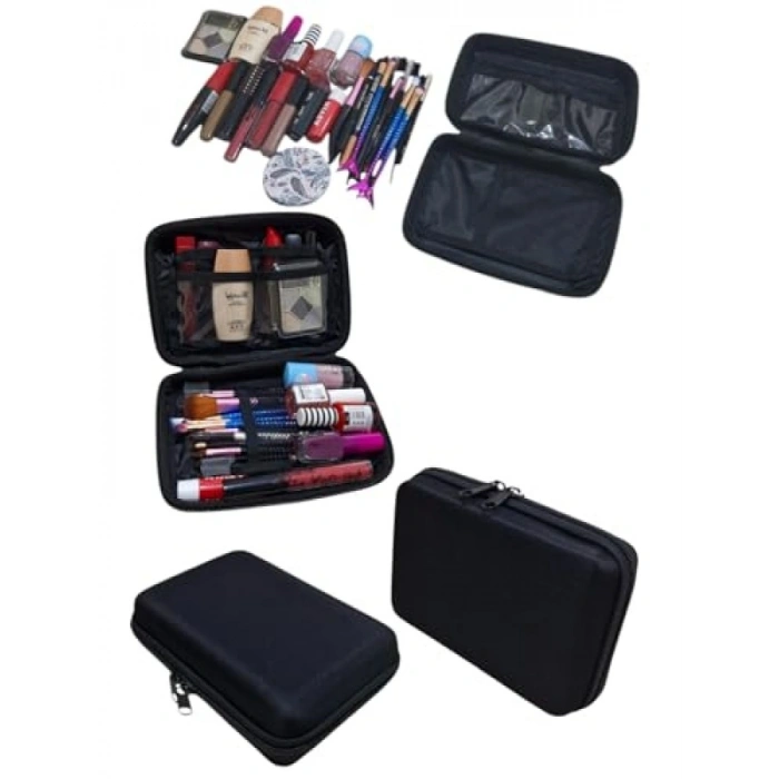 Çok Amaçlı Sert Kapaklı Makyaj Çantası (Siyah)
