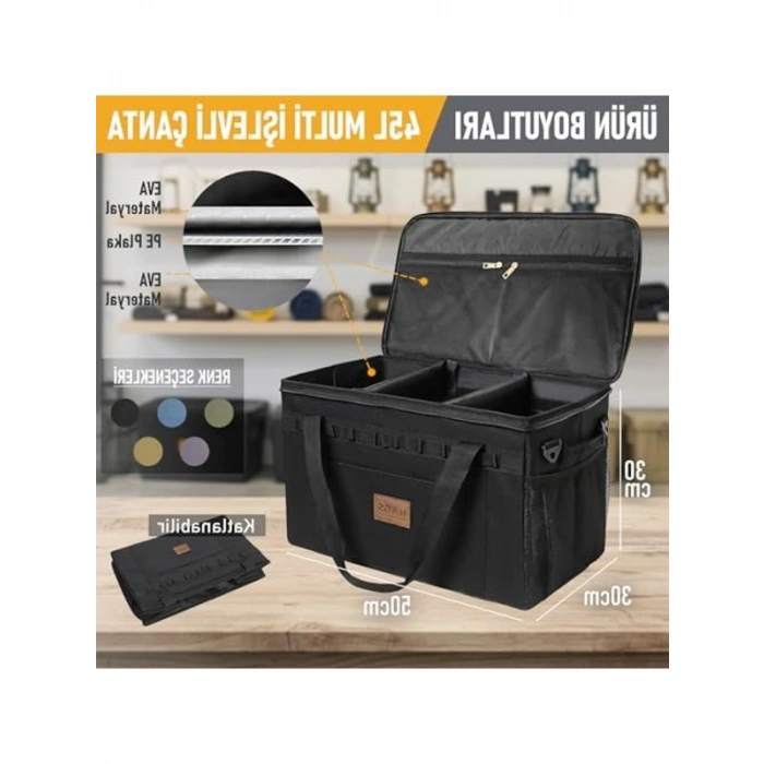 Çok Amaçlı Termal Araç Bagaj Organizer Çantası, 45 Lt Mavi