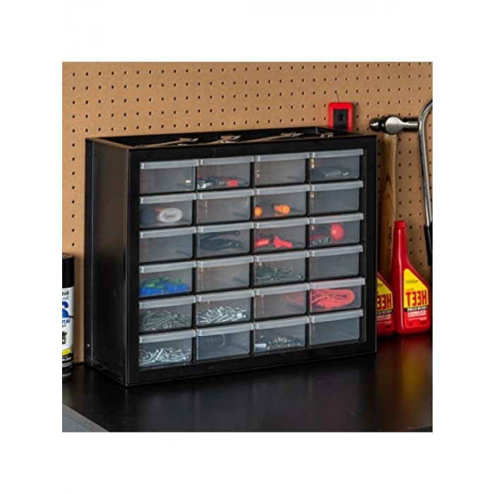 Çok Çekmeceli Parça Dolabı, Siyah, 19,5 inç x 15,5 inç x 7 inç