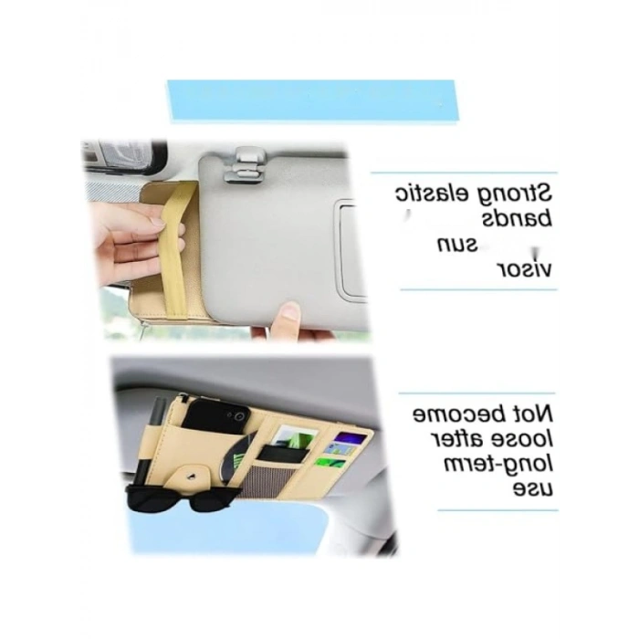 Çok Cepli Güneşlik Düzenleyici - PU Deri