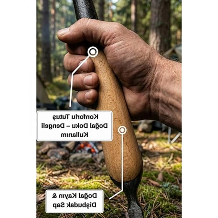Çok Fonksiyonlu Kamp Baltası, 27 cm Yekpare Çelik