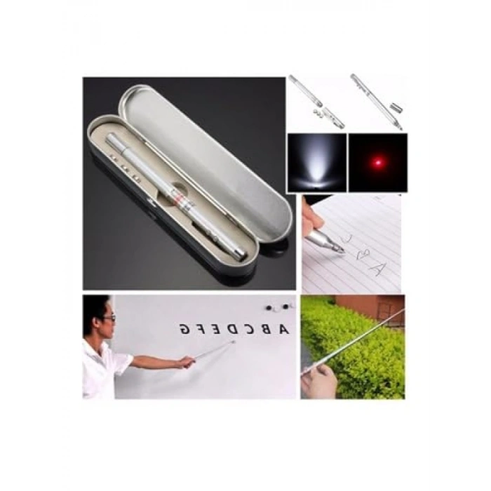 Çok Fonksiyonlu Lazerli ve LED Işıklı Mıknatıslı Pointer Kalemi