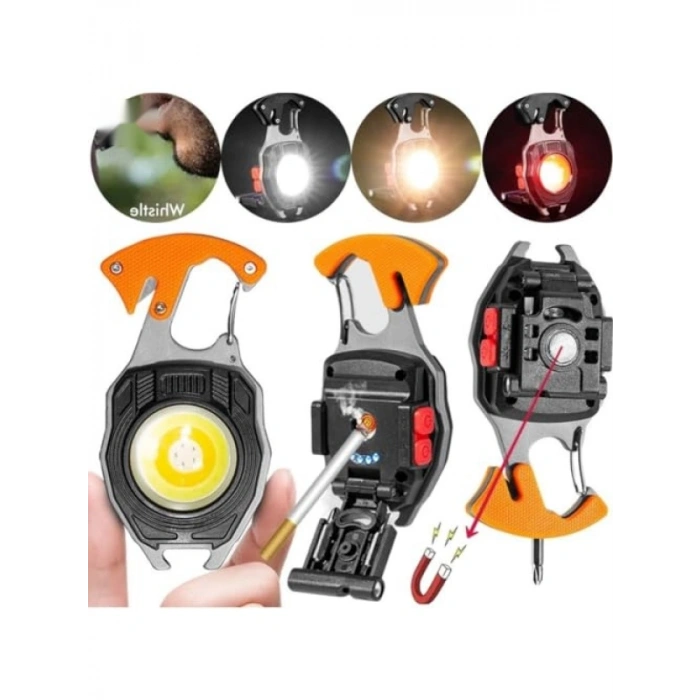 Çok Fonksiyonlu USB Şarjlı El Feneri - 7 Modlu