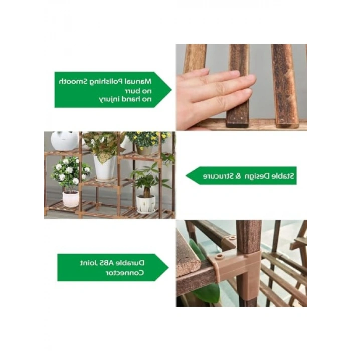 Çok Katlı Ahşap Bitki Standı - 7 Katlı, Dayanıklı ve Estetik Tasarım