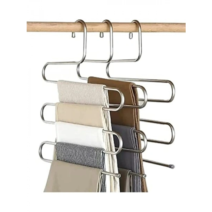 Çok Katlı Metalik Pantolon Askısı - Krom Kaplama (5 Kat)
