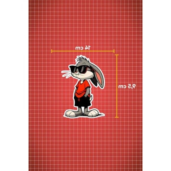 Çok Renkli 14x9,5 cm Bugs Bunny Sticker, Araba ve Laptop İçin