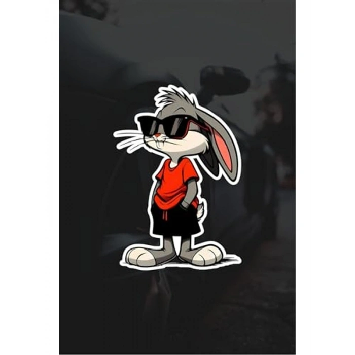 Çok Renkli 14x9,5 cm Bugs Bunny Sticker, Araba ve Laptop İçin