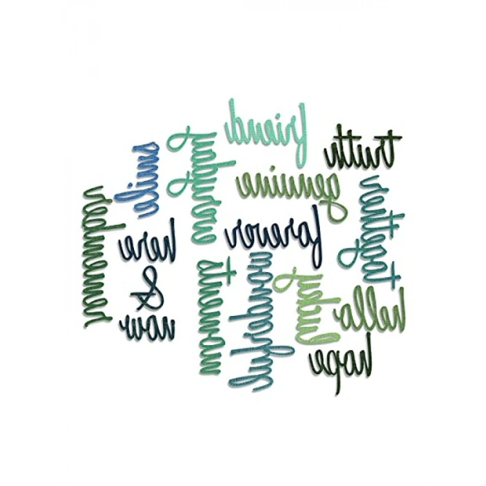 Çok Renkli Thinlits Zımba Şablonu Seti, 16 Adet, Kağıt ve Plastik ile Uyumlu