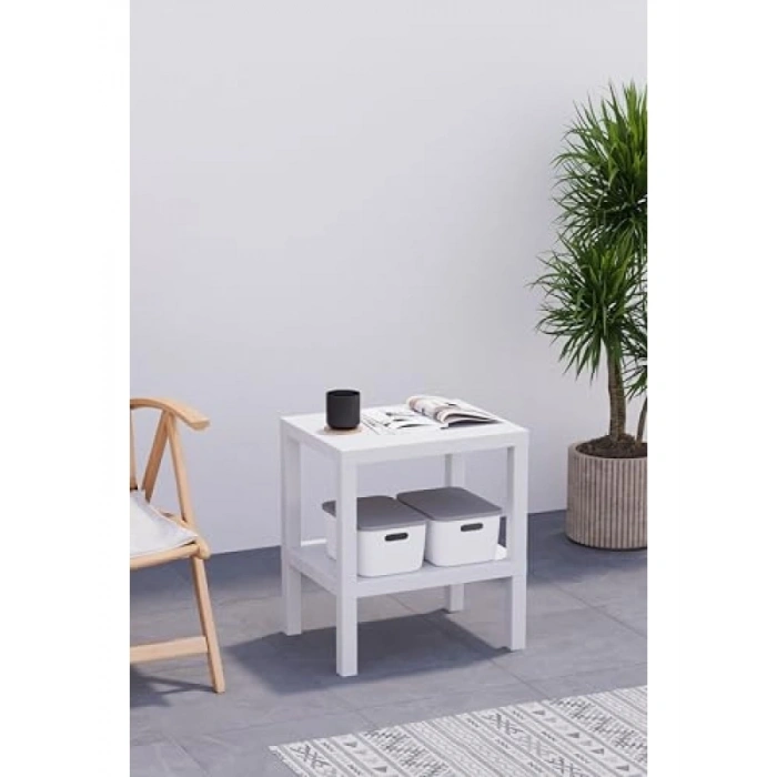 Çok Yönlü 2 Katlı Plastik Banyo ve Mutfak Rafı, Şık Beyaz Tasarım