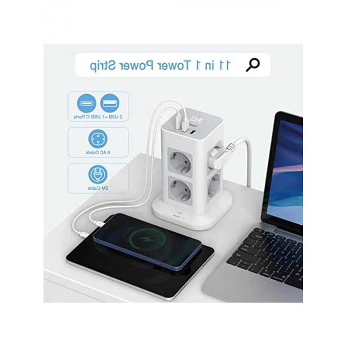 Çoklu Soket Ameliyat Koruması, 3600W Güç ve USB C ile