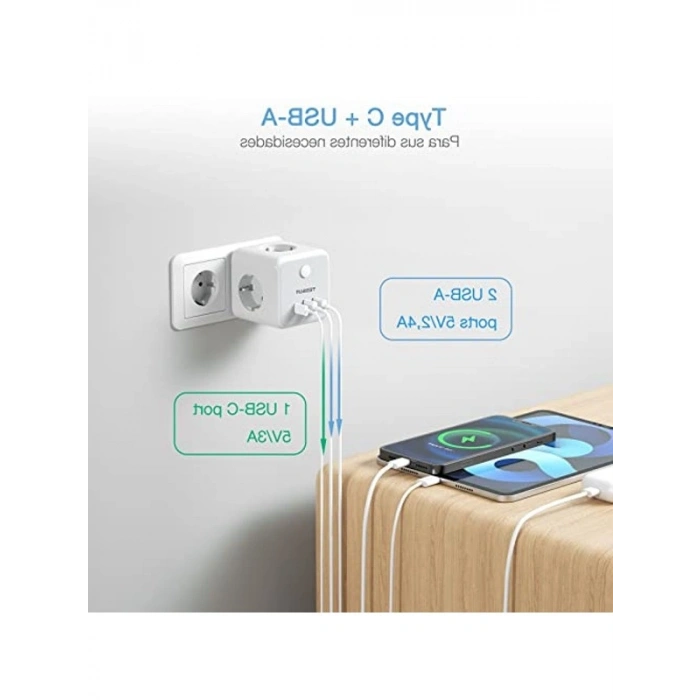 Çoklu USB C Portu ile 6lı Priz, Anahtarlı ve Kullanışlı Tasarım, Ev ve Ofis İçin