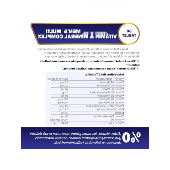 Çoklu Vitamin Kompleksi, 60 Tablet Takviye