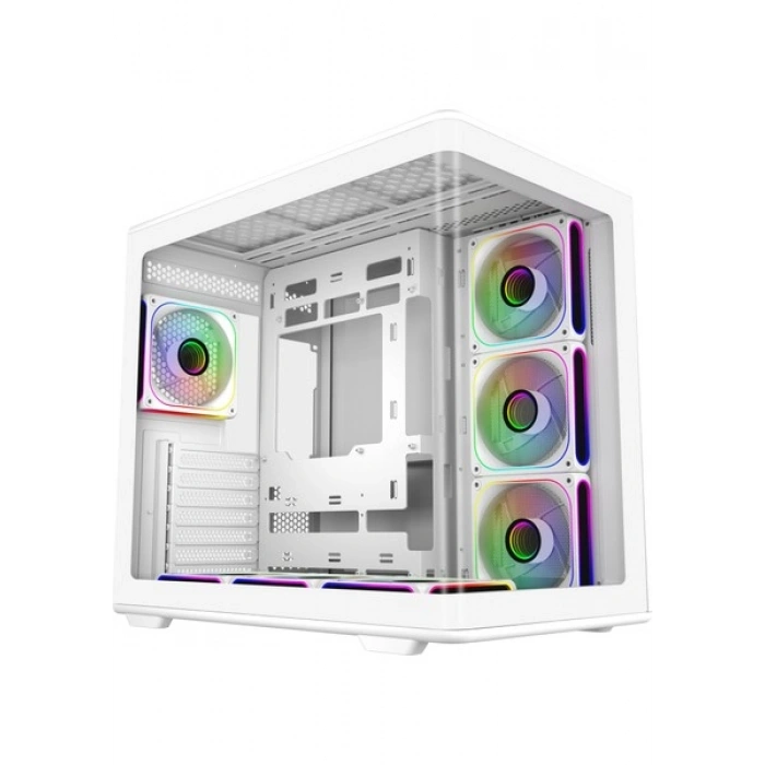 Cooler Master Elite 600 Curve TG Beyaz ARGB 7x12 Fanlı, Back-Connect Anakart Destekli MidTower Kasa (E600-WGNN-S02)