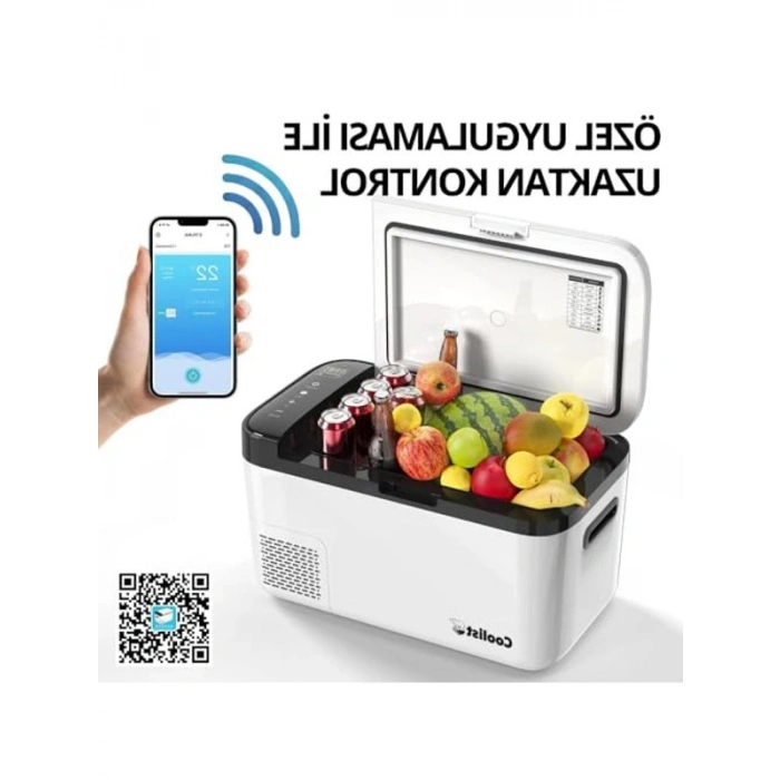 Coolist CLK15B 12/24Volt/ 220Volt 15 Litre Kompresörlü Bluetooth Bağlantılı Oto Buzdolabı