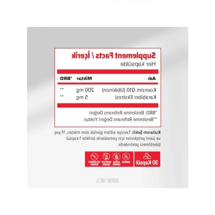 CoQ10 200 Mg - 30 Kapsül, Yüksek Kaliteli Takviye