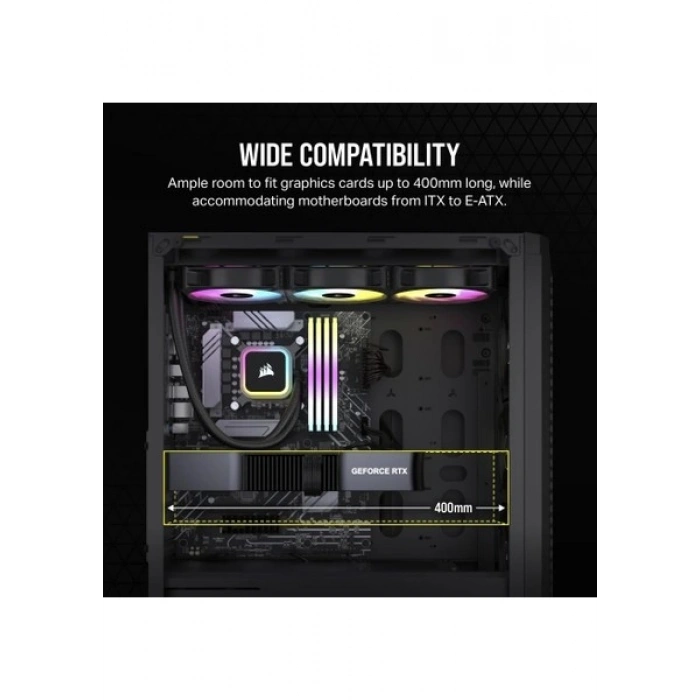 CORSAIR 480T RGB Airflow Temperli Cam MidTower, Siyah (CC-9011272-WW)