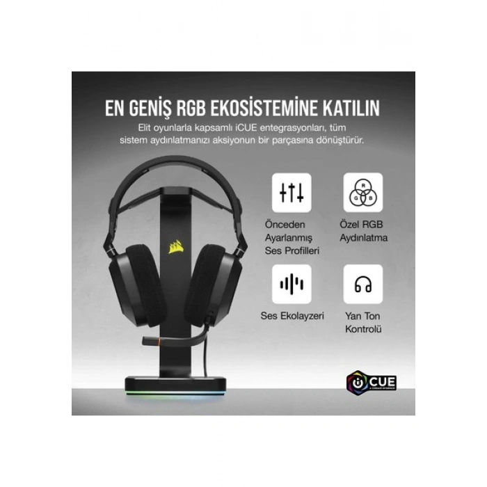 Corsair HS80 Rgb Kablolu Oyuncu Kulaklığı - Siyah