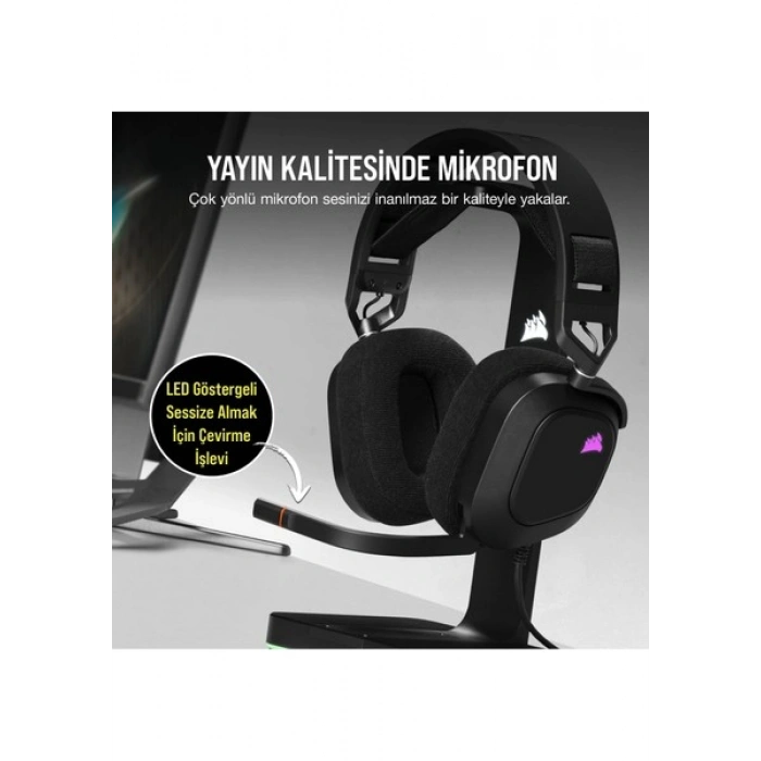 Corsair HS80 Rgb Kablolu Oyuncu Kulaklığı - Siyah