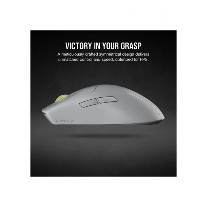 CORSAIR M75 Wireless UltraLightweight Ultra Hafif Oyuncu Faresi, 26000 DPI Optik, 7 Programlanabilir Tuş Kablosuz Beyaz (CH-931D102-EU)