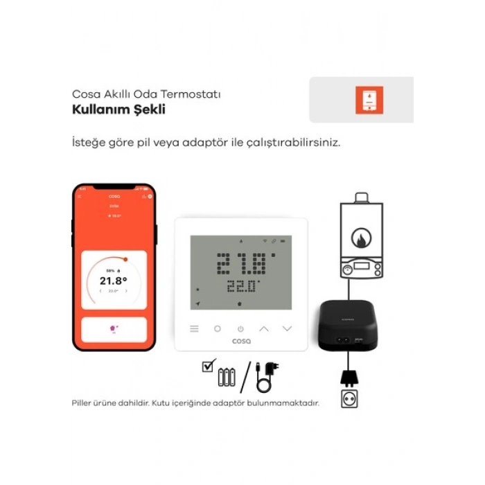 Cosa Akıllı Oda Termostatı Kablosuz Kombi Kontrolü V5