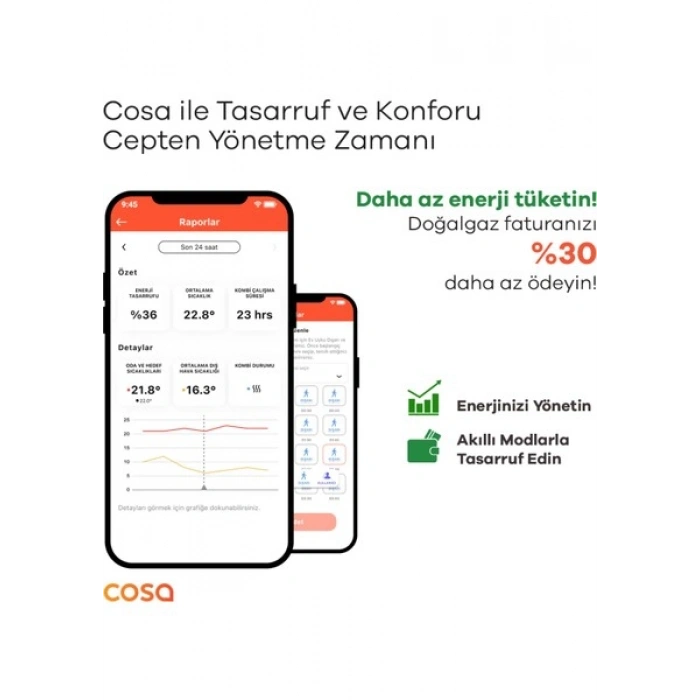 Cosa Akıllı Oda Termostatı Kablosuz Kombi Kontrolü V5