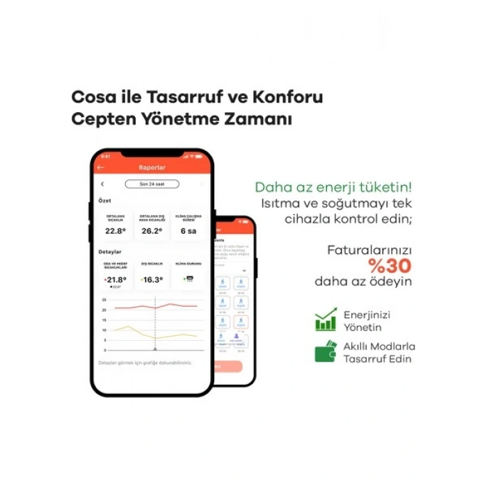 Cosa Akıllı Oda Termostatı Kablosuz Kombi ve Klima Kontrolü V5