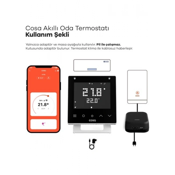 Cosa Akıllı Oda Termostatı Kablosuz Kombi ve Klima Kontrolü V5