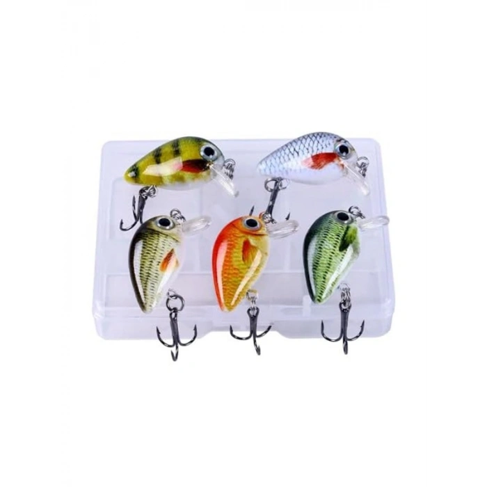 Crankbait Balık Olta Yem Seti, 5 Adet Sesli Bilyalı Kutulu