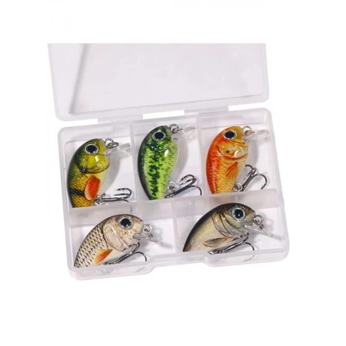 Crankbait Balık Olta Yem Seti, 5 Adet Sesli Bilyalı Kutulu