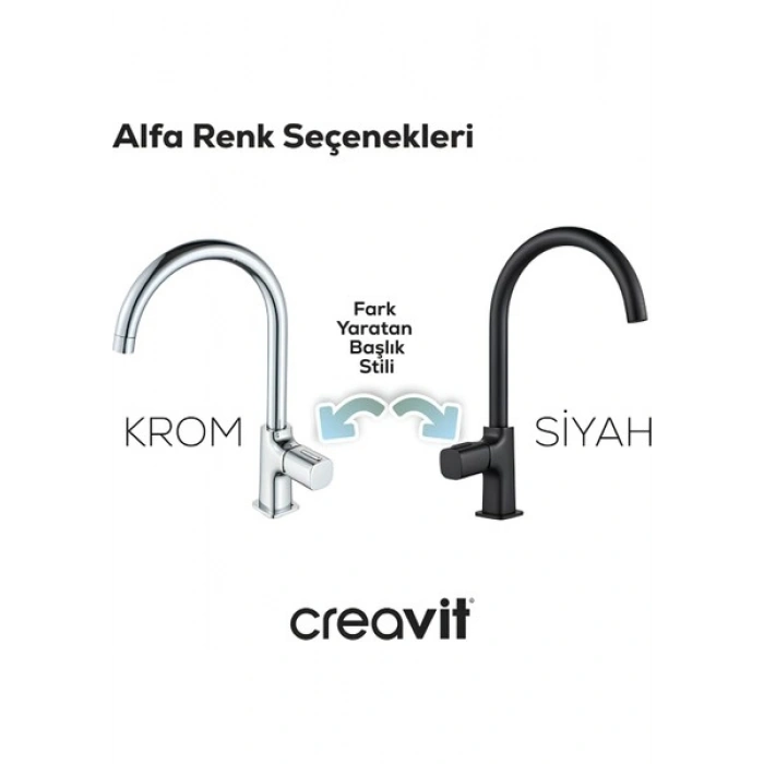 Creavit Alfa Mat Siyah Eviye Bataryası AL8500S