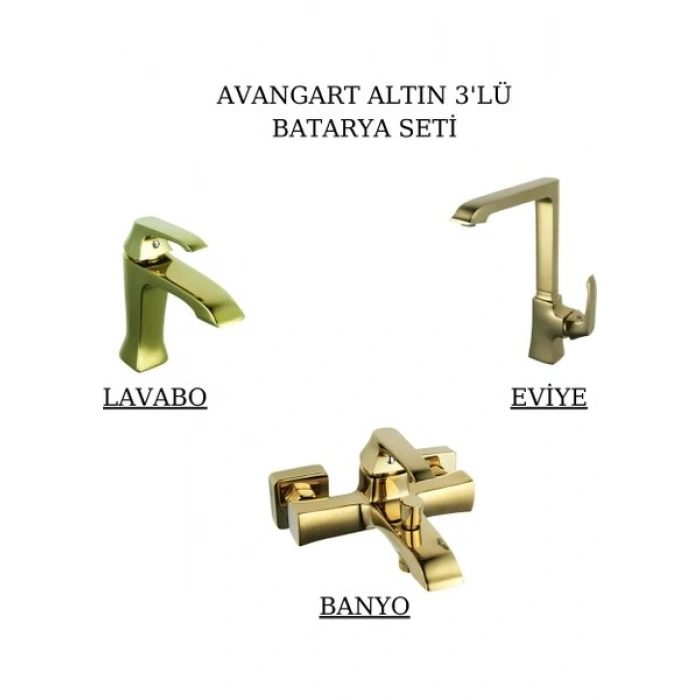 Creavit Avangart Altın Batarya Seti 3’lü Banyo-Lavabo-Eviye