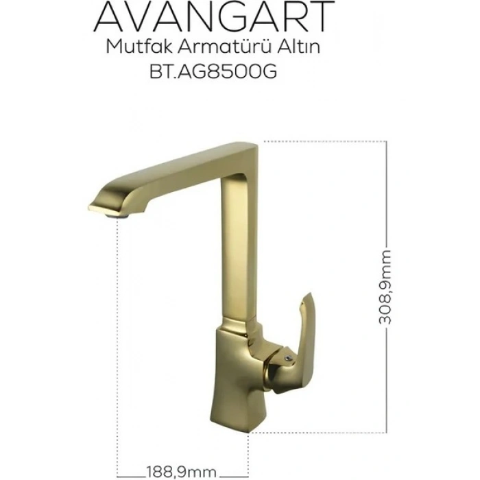 Creavit Avangart Altın Batarya Seti 3’lü Banyo-Lavabo-Eviye