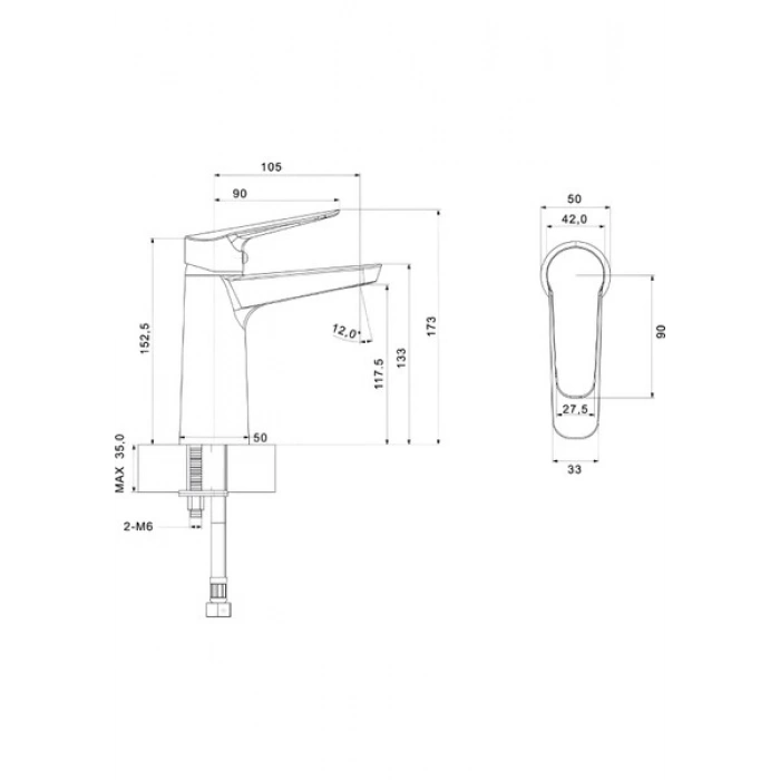 Creavit Bevel Krom Lavabo Bataryası BV1500
