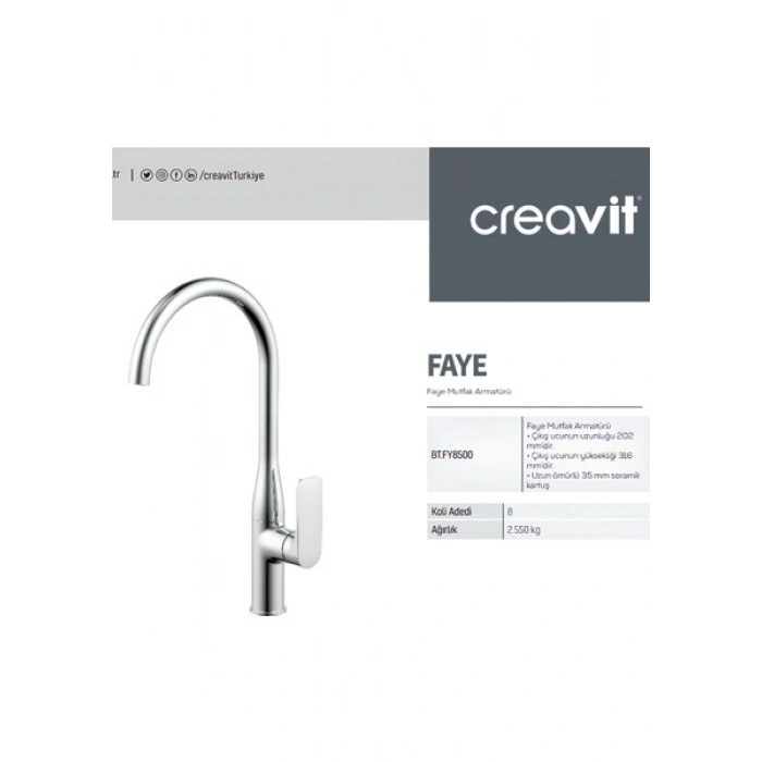 Creavit Creavıt Faye Krom Eviye Bataryası FY8500