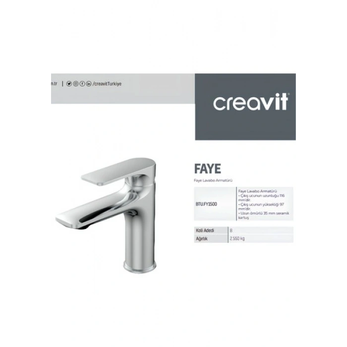 Creavit Faye Krom Lavabo Bataryası FY1500
