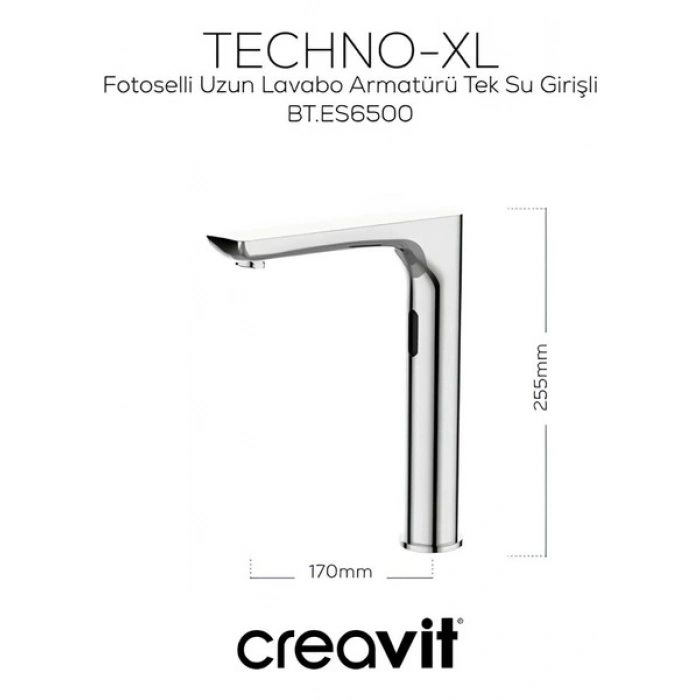 Creavit Fotoselli Uzun Lavabo Bataryası Tek Su Girişli ES6500