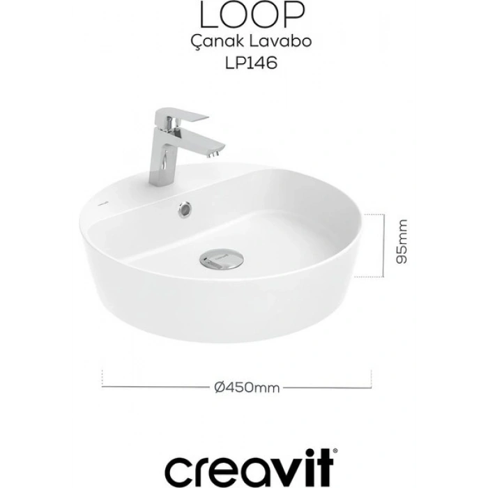 Creavit Loop 45CM Masaüstü Çanak Lavabo LP146