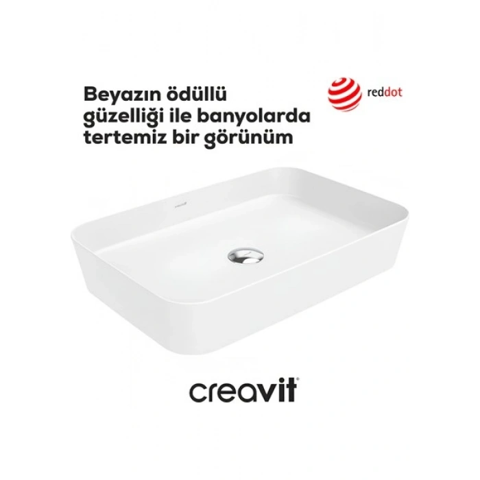 Creavit Loop Dikdörtgen Beyaz Deliksiz Lavabo 60 Cm LP060