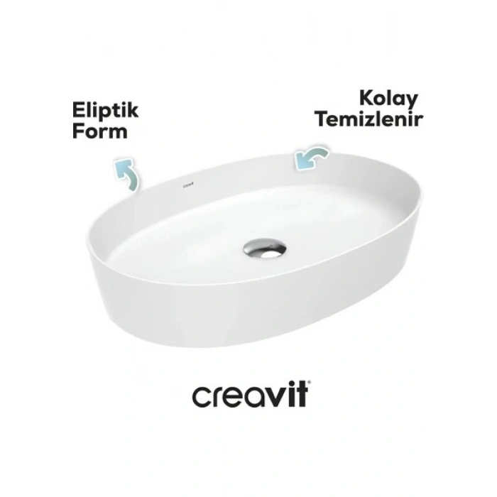 Creavit Loop Oval Beyaz Deliksiz Lavabo 70 Cm LP170