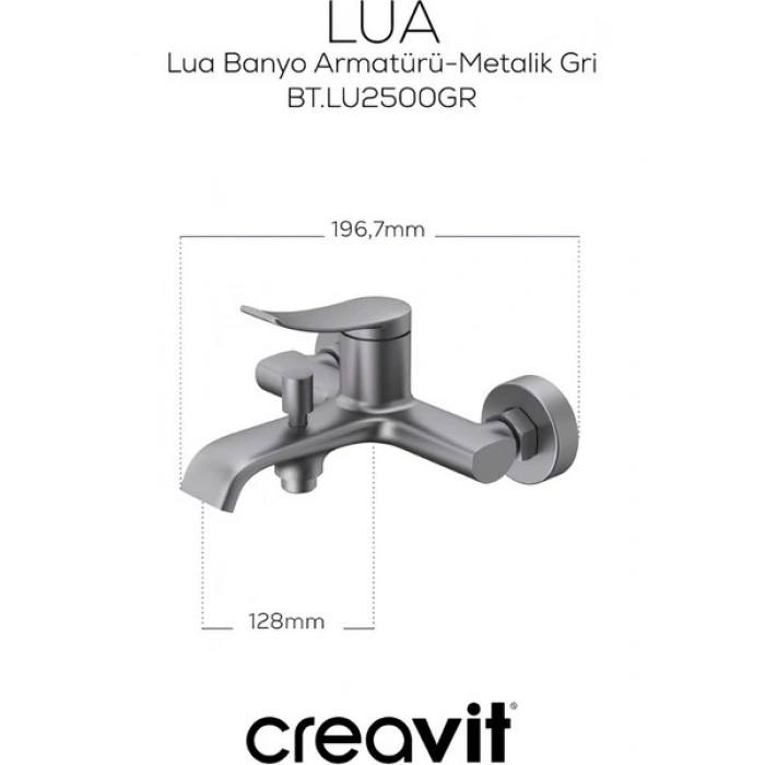 Creavit Lua Metalik Gri Batarya Seti 3’lü Banyo-Lavabo-Eviye