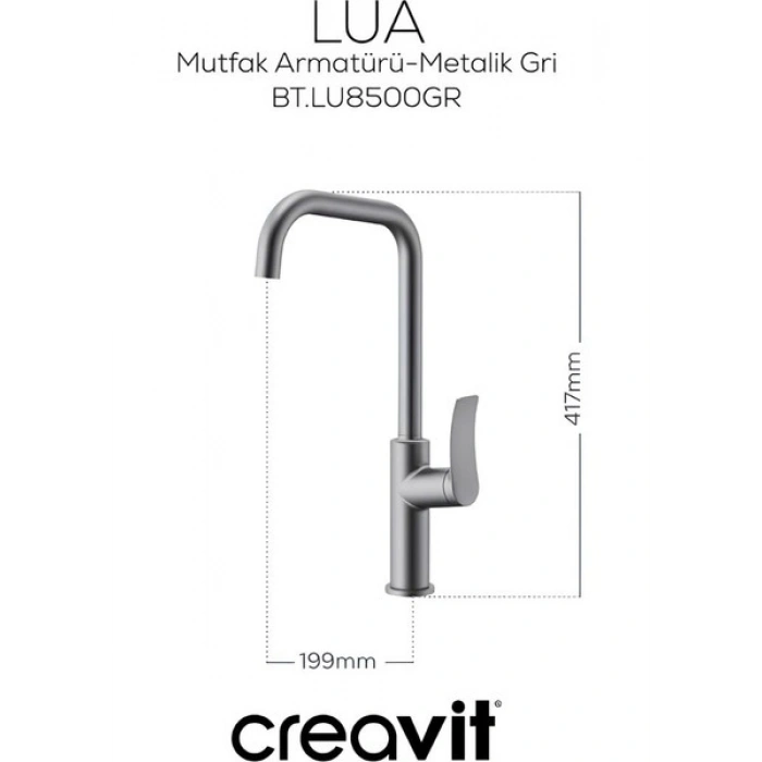 Creavit Lua Metalik Gri Batarya Seti 3’lü Banyo-Lavabo-Eviye