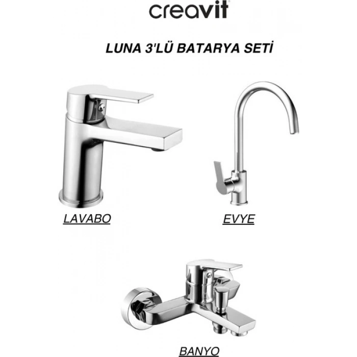 Creavit Luna Batarya Seti 3lü Banyo - Lavabo - Evye