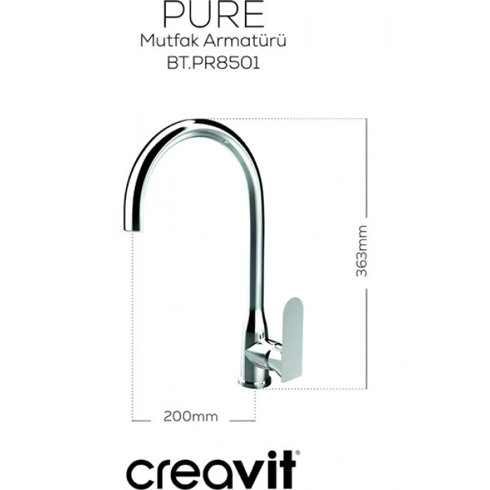 Creavit Pure Krom Eviye Bataryası PR8501